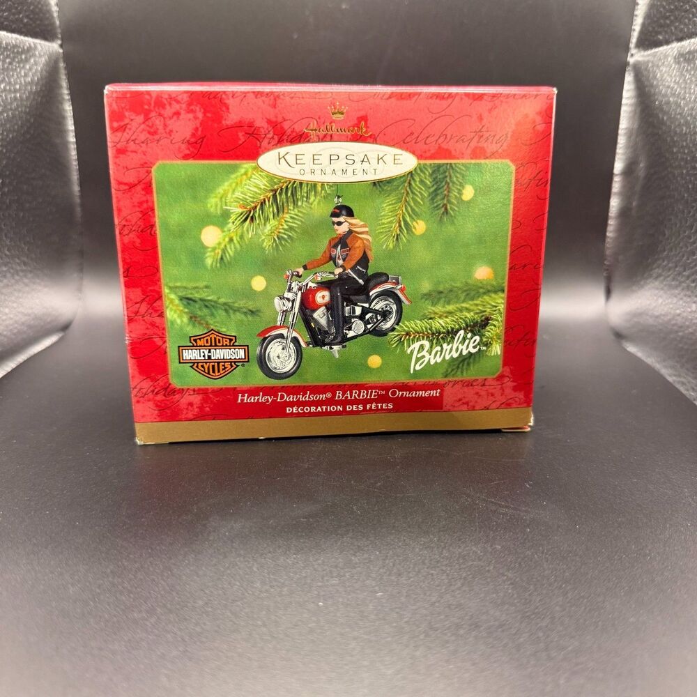 2001 Hallmark Keepsake Harley Davidson Barbie Motorcycle Christmas Ornament